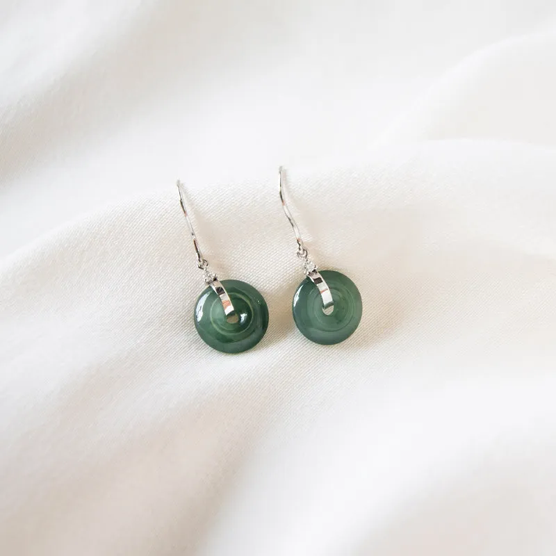 Jade Donut Diamond 14k White Gold Earrings