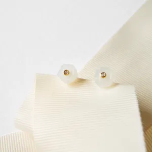 Jade Flower 18k Gold Studs