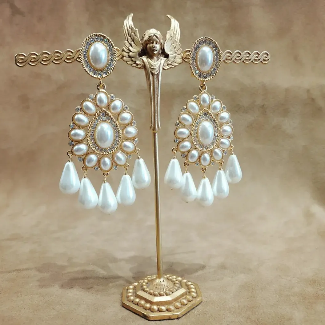 Kenneth Jay Lane Pearl Chandelier Earrings
