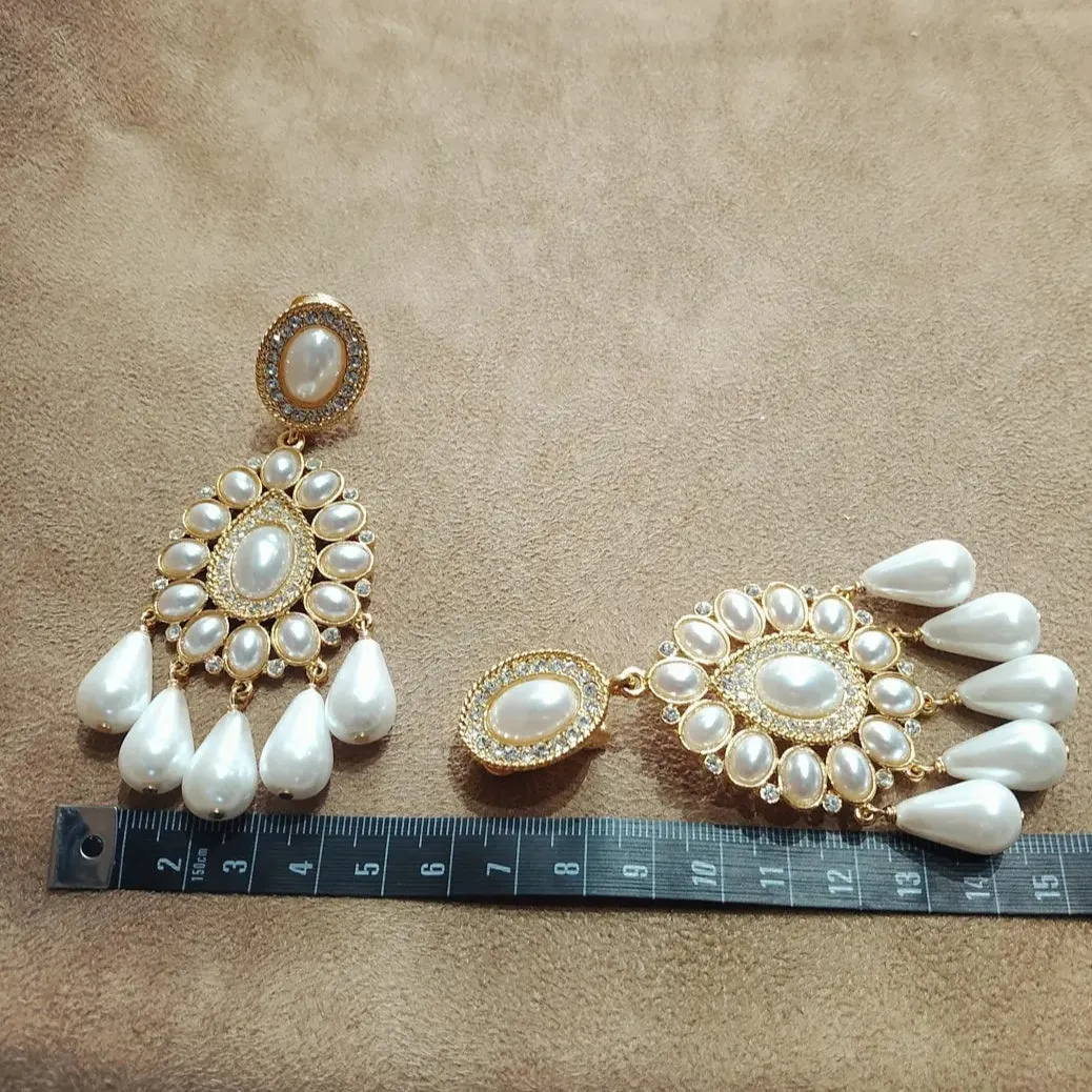 Kenneth Jay Lane Pearl Chandelier Earrings