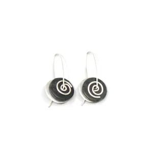 Koru Disc Pounamu Silver Drop Earrings - Small | by Nick Feint