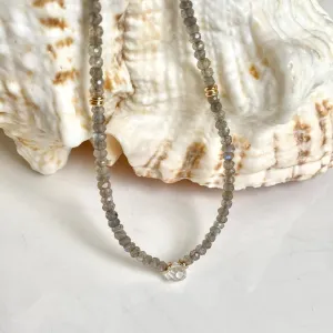 Labradorite Necklace with Crystal