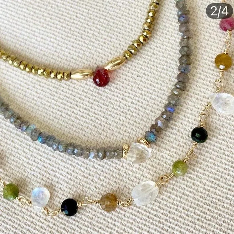 Labradorite Necklace with Crystal