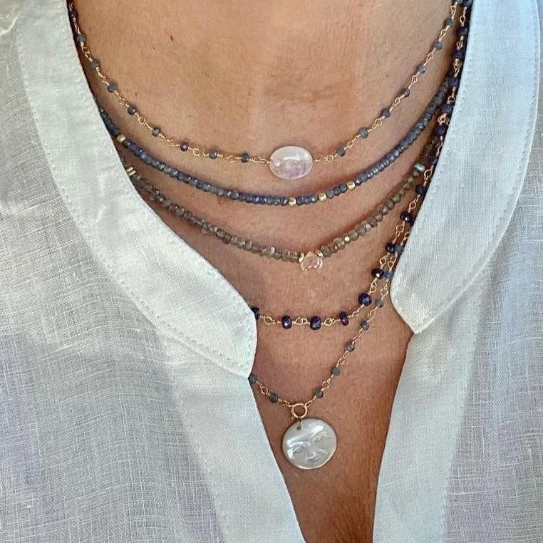 Labradorite Necklace with Crystal