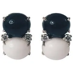 Large GUM DROP™ Earrings with Cabochon Turquoise and Diamonds
