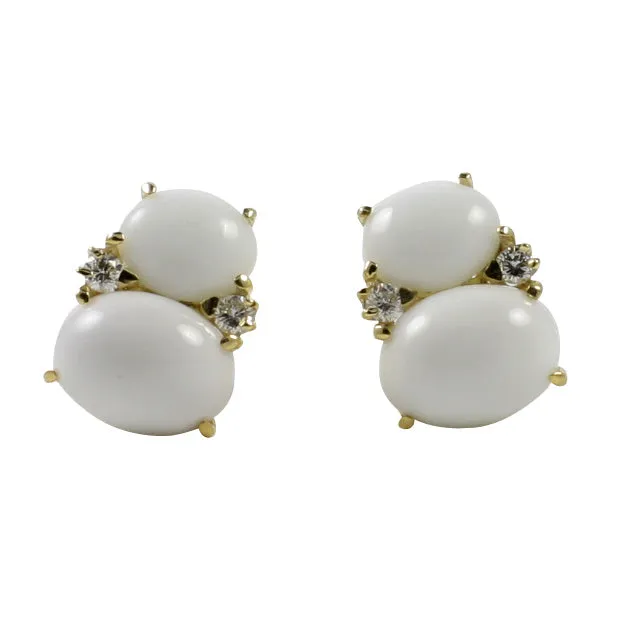 Large GUM DROP™ Earrings with Cabochon Turquoise and Diamonds