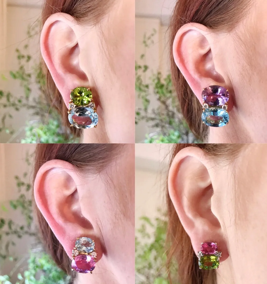 Large GUM DROP™ Earrings with Cabochon Turquoise and Diamonds