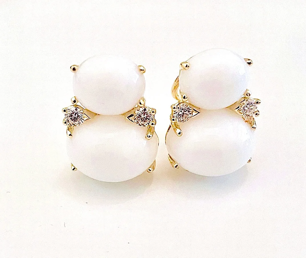 Large GUM DROP™ Earrings with Cabochon Turquoise and Diamonds