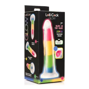 Lollicock 7&quot; Glow-In-The-Dark Rainbow Silicone Dildo
