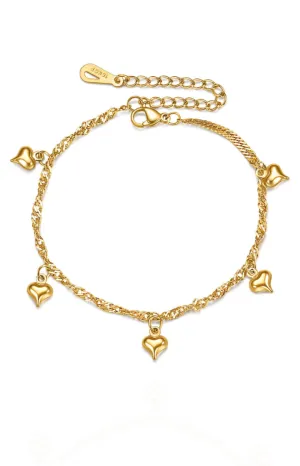 Lova Multi-heart Pendant Chain Bracelet