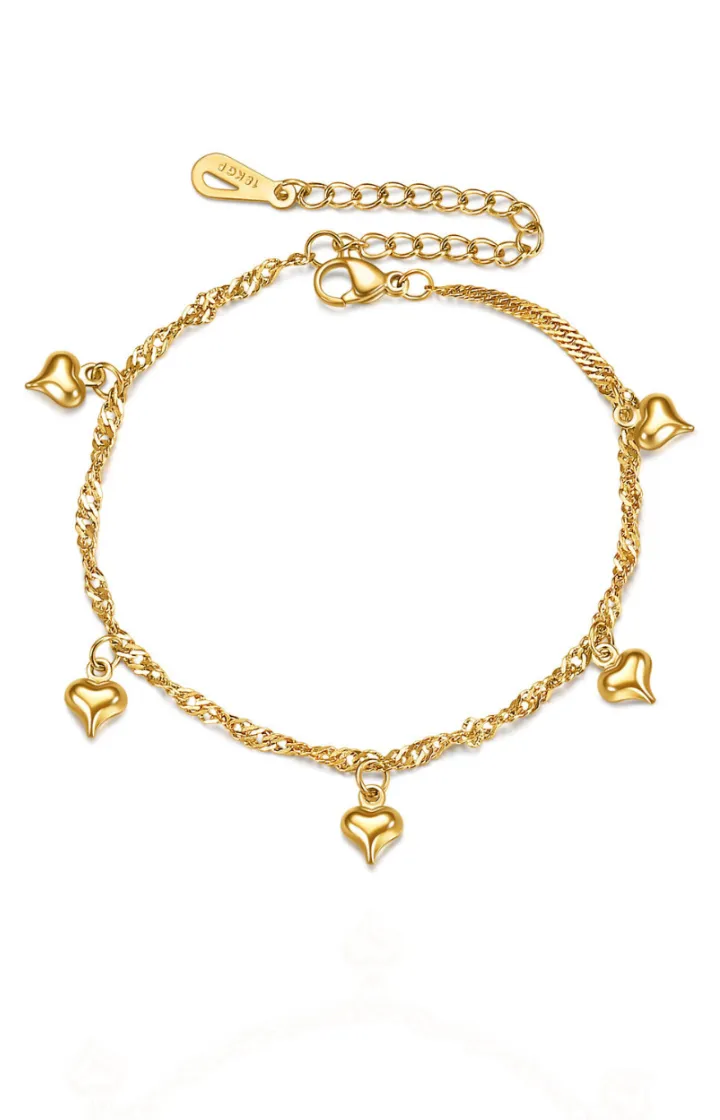 Lova Multi-heart Pendant Chain Bracelet