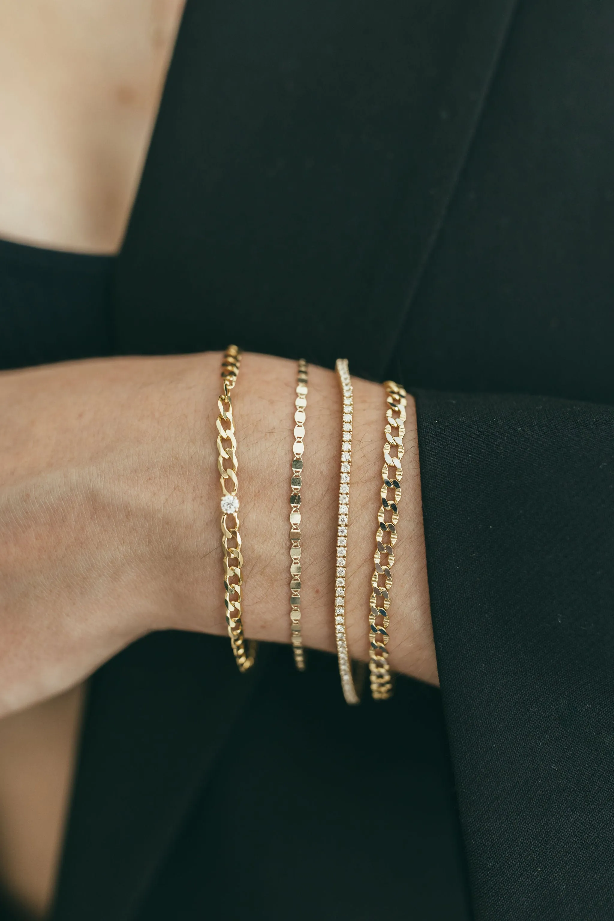 Medium Curb Chain Bracelet with Diamond