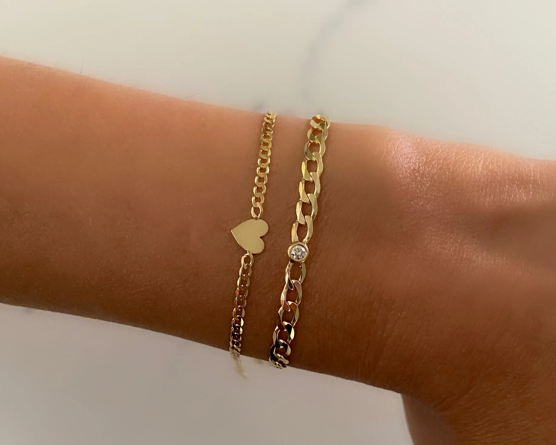 Medium Curb Chain Bracelet with Diamond