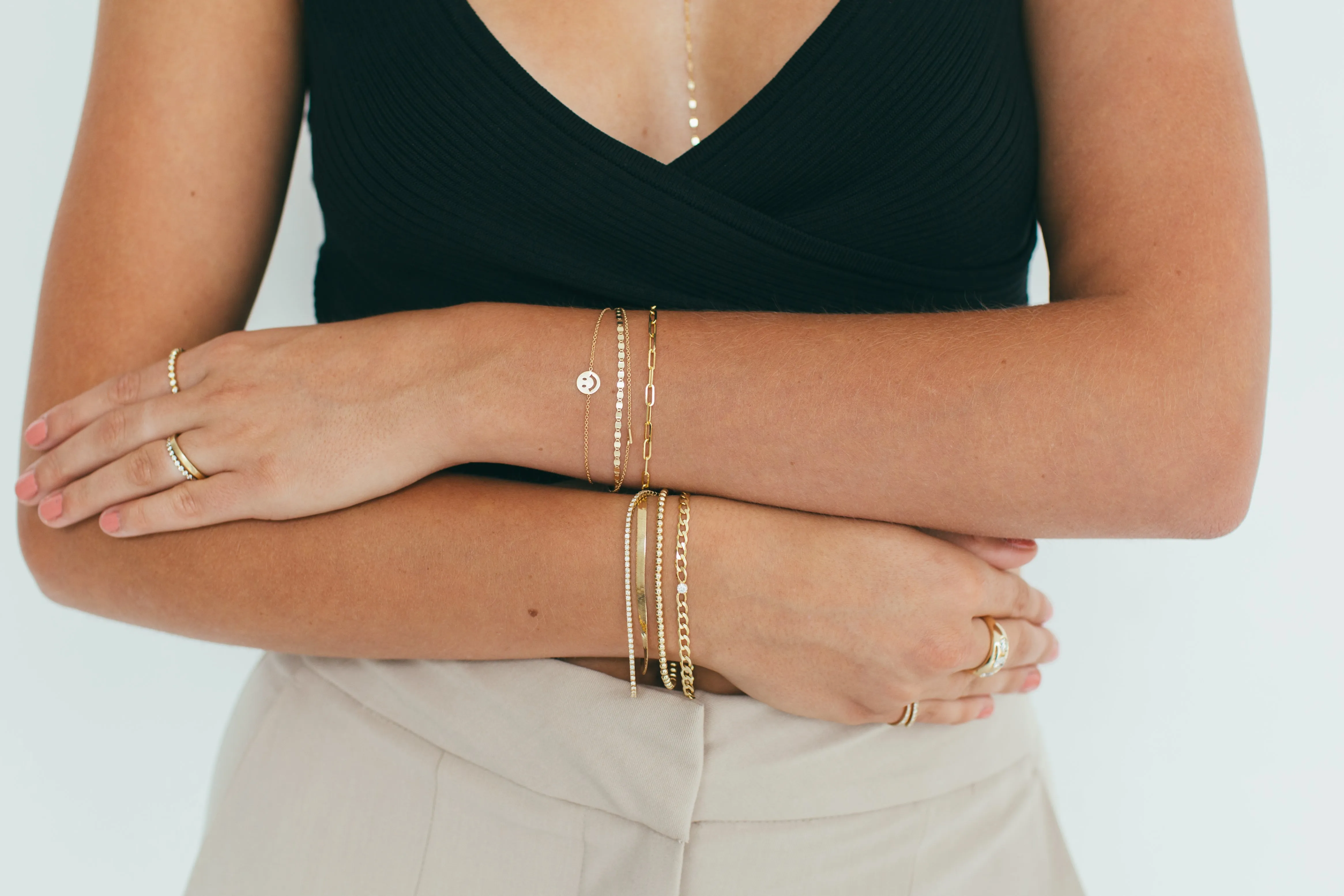 Medium Curb Chain Bracelet with Diamond