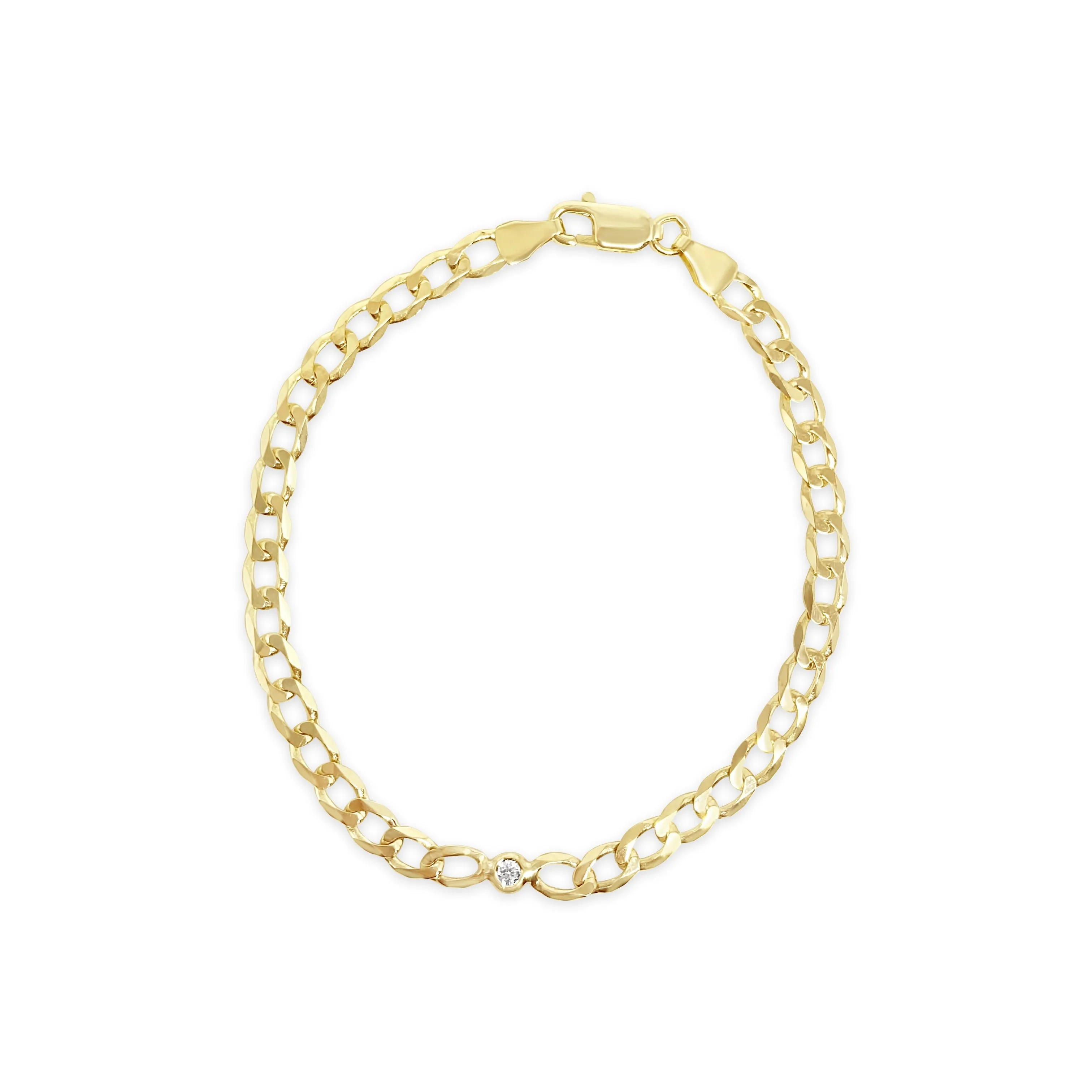 Medium Curb Chain Bracelet with Diamond