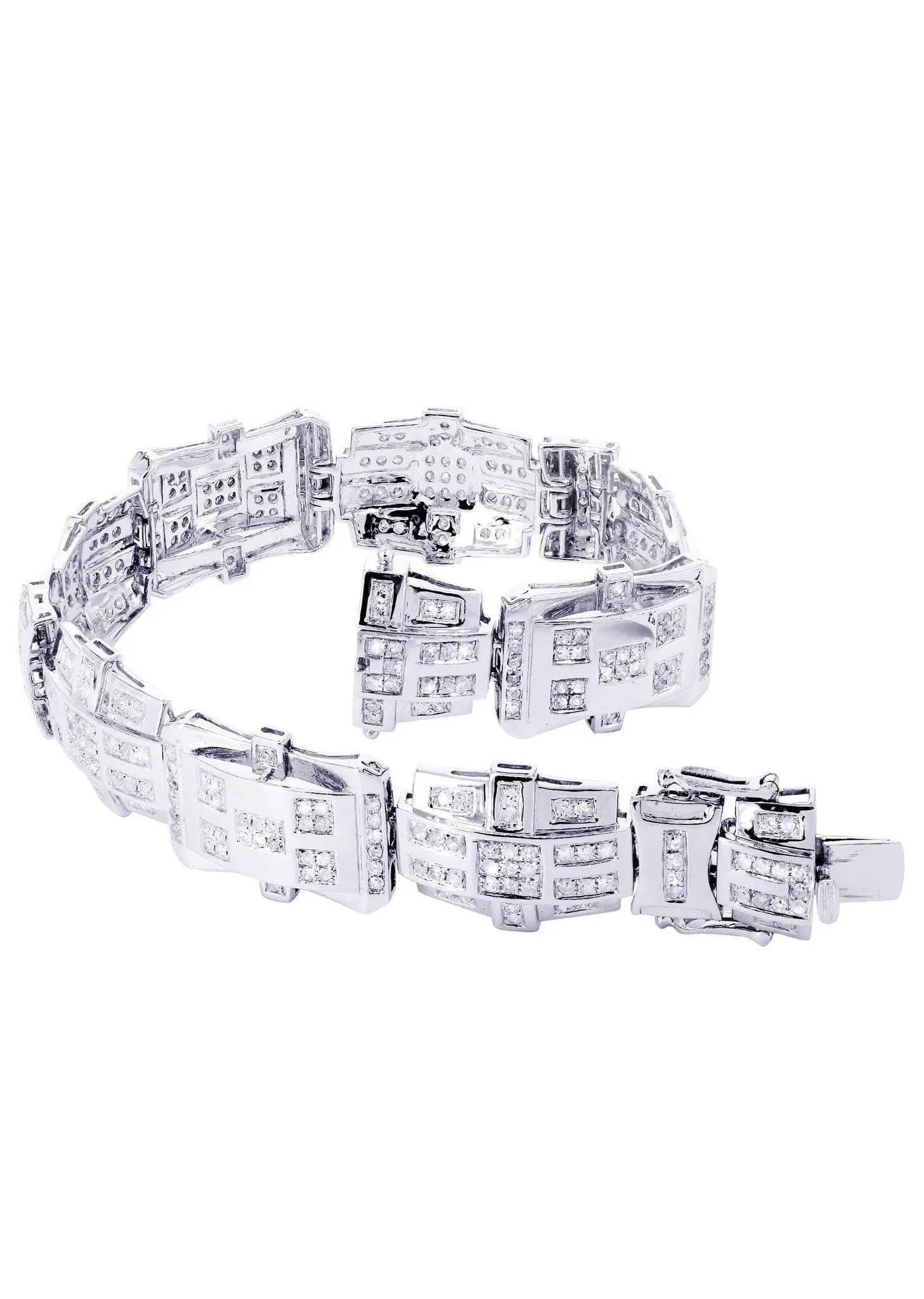 Mens Diamond Bracelet White Gold| 3.64 Carats| 31.39 Grams
