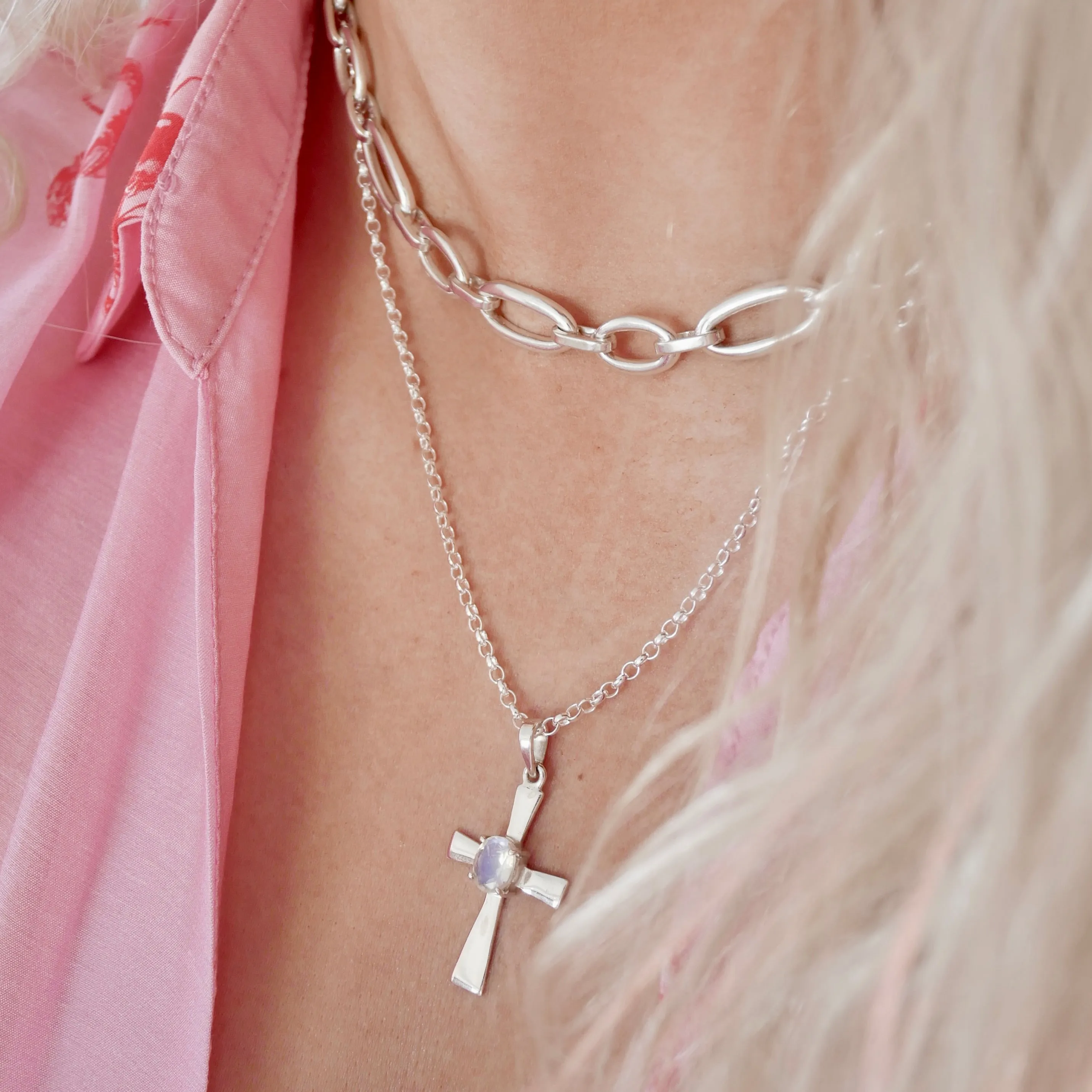 Moonstone Cross Necklace