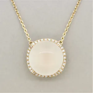 Moonstone Diamond Gold Necklace