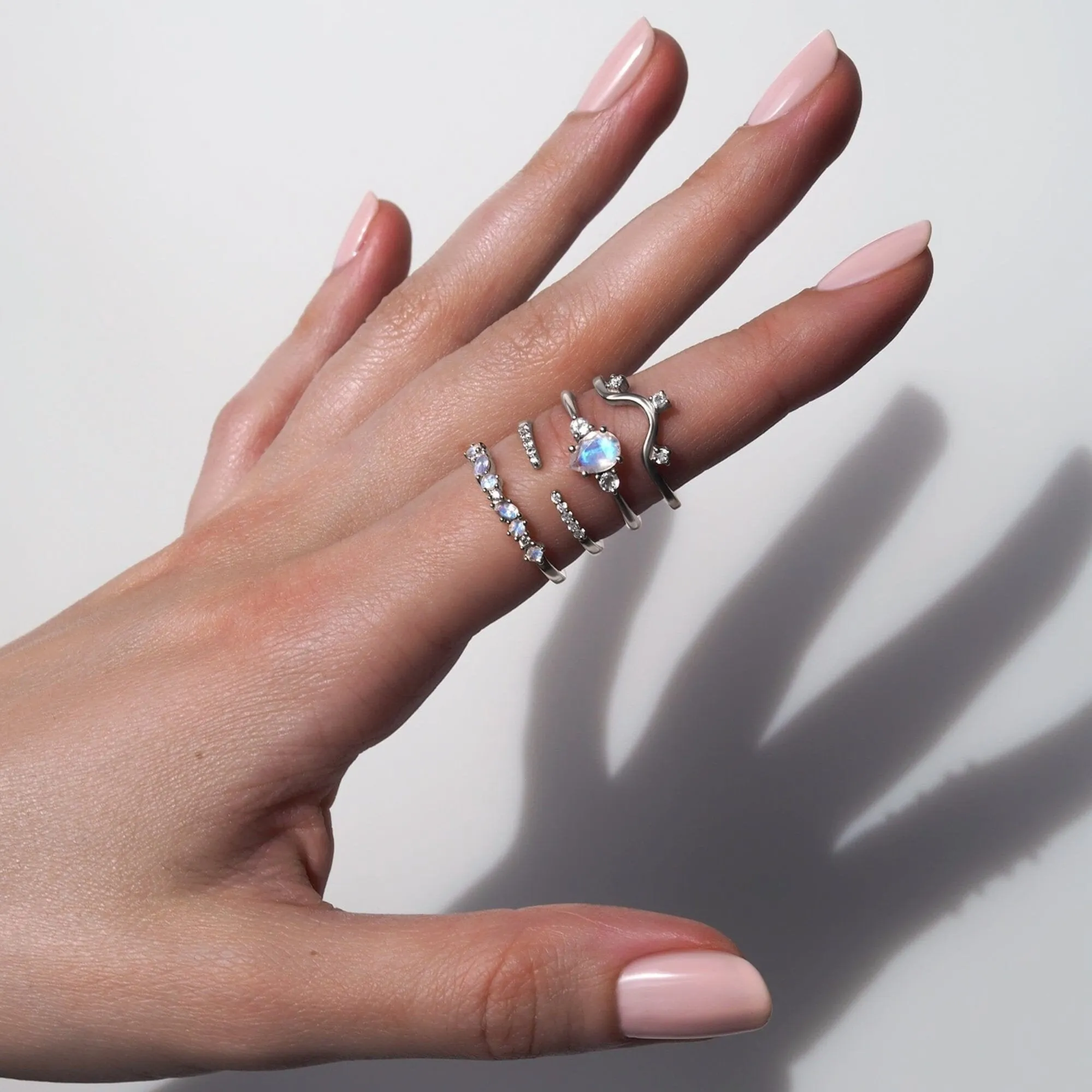 Moonstone White Zircon Ring - Grace