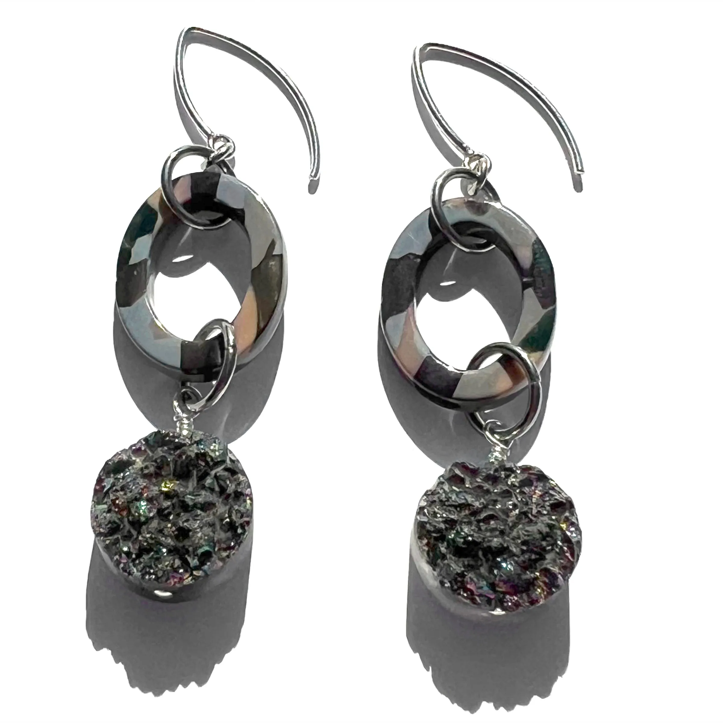 MPR x THE IMAGINARIUM: Grey Tortoise with Druzy Drop Earrings