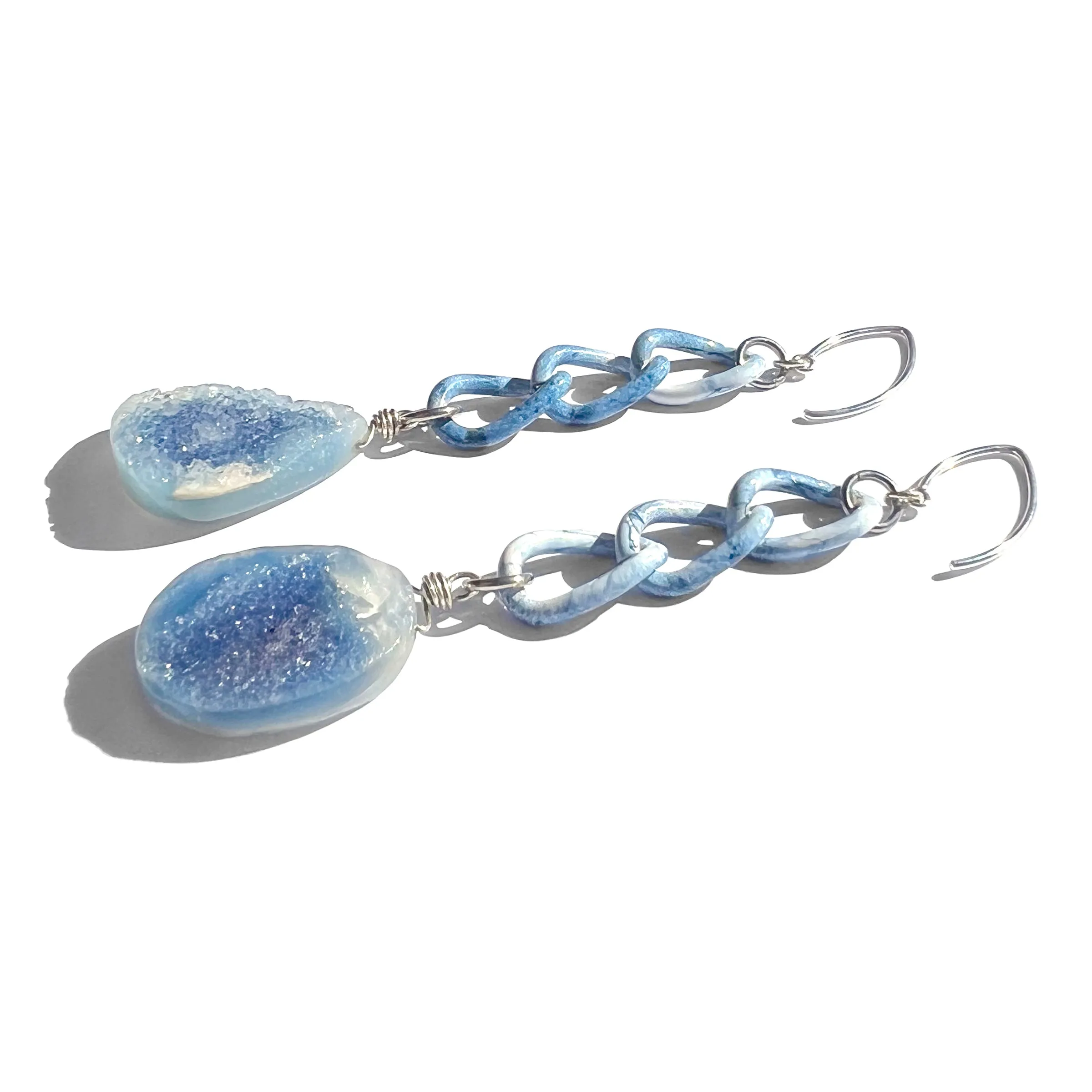 MPR x THE IMAGINARIUM: Light Blue Druzy Chain Drop Earrings