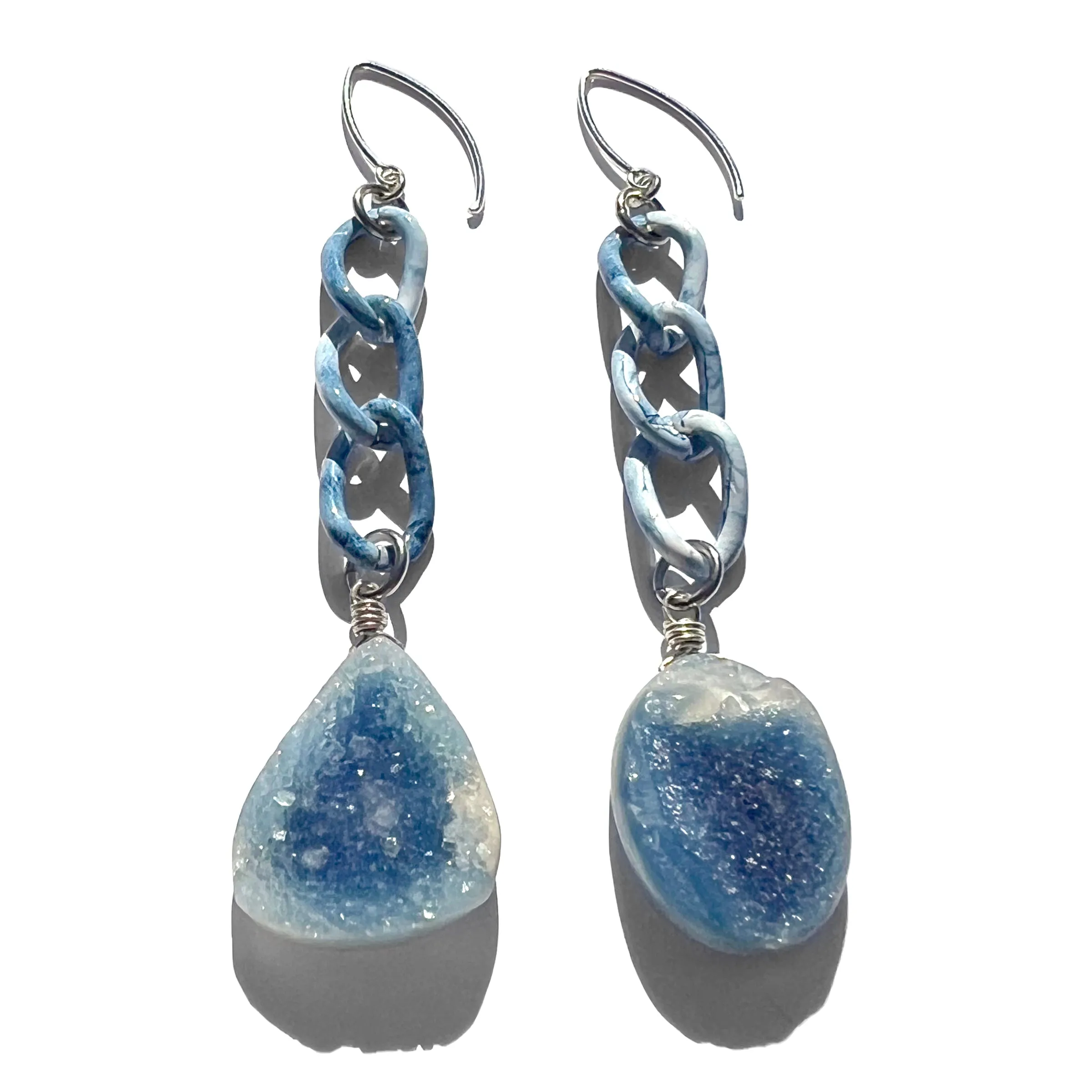 MPR x THE IMAGINARIUM: Light Blue Druzy Chain Drop Earrings