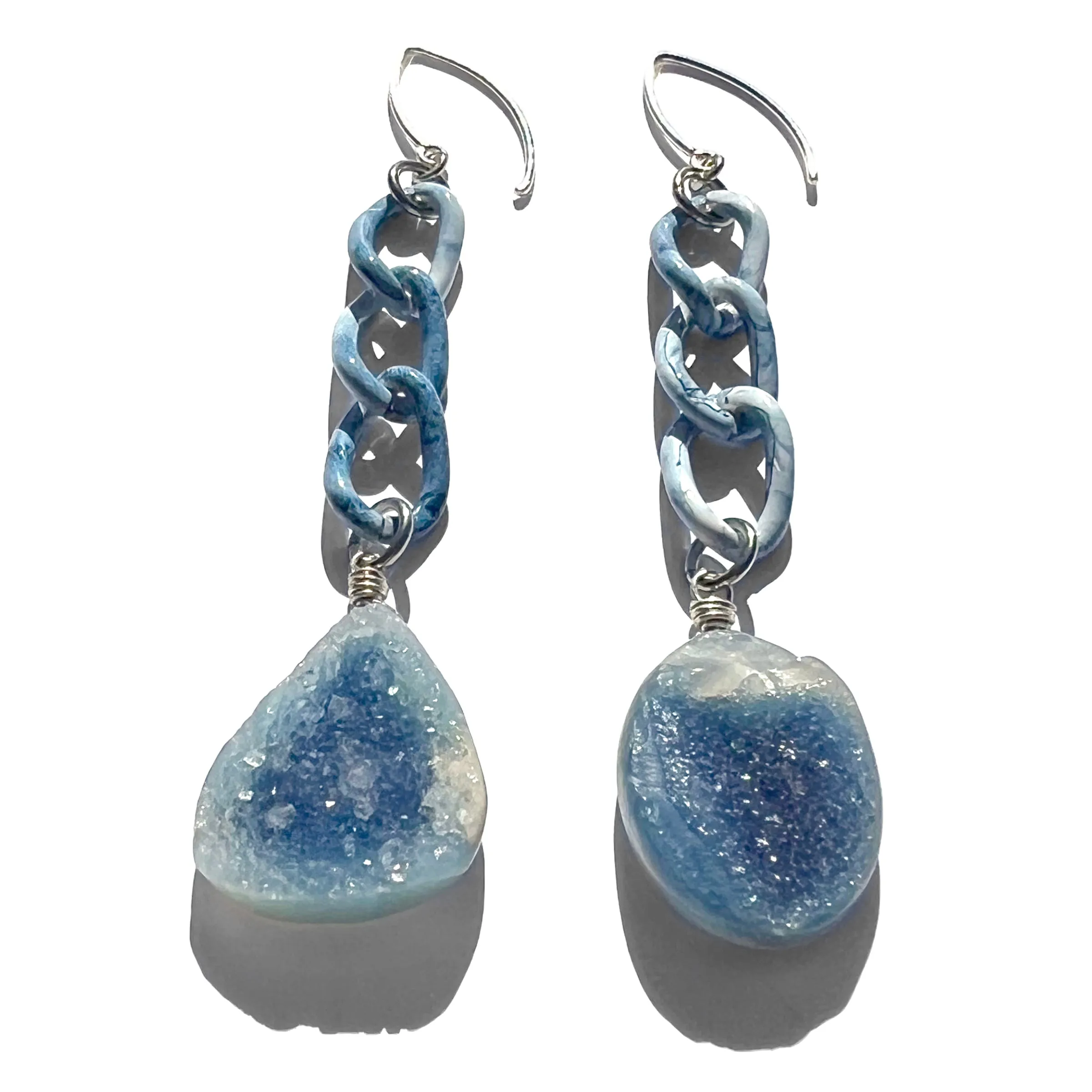 MPR x THE IMAGINARIUM: Light Blue Druzy Chain Drop Earrings