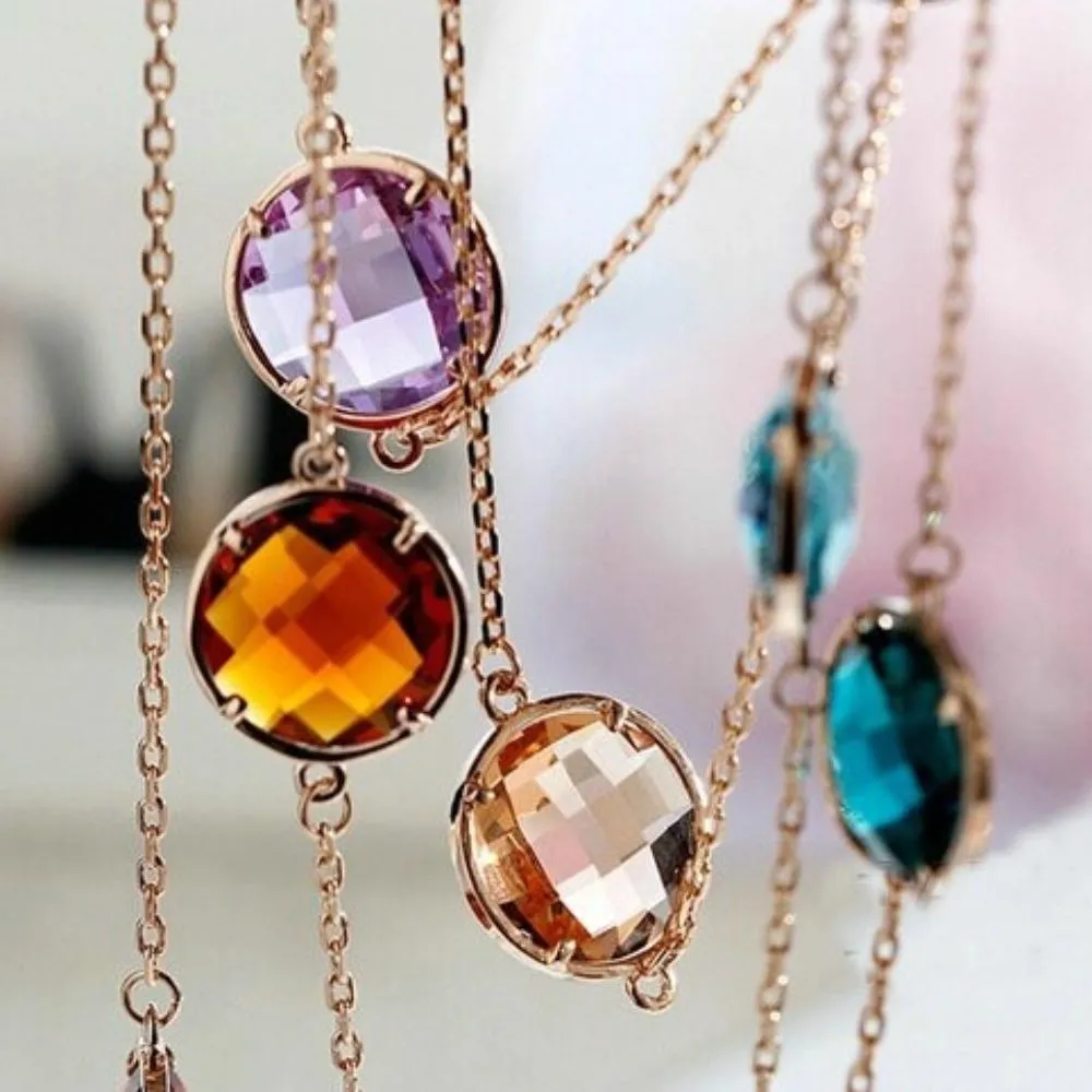 Multicolor Cubic Zircon Long Chain Necklace