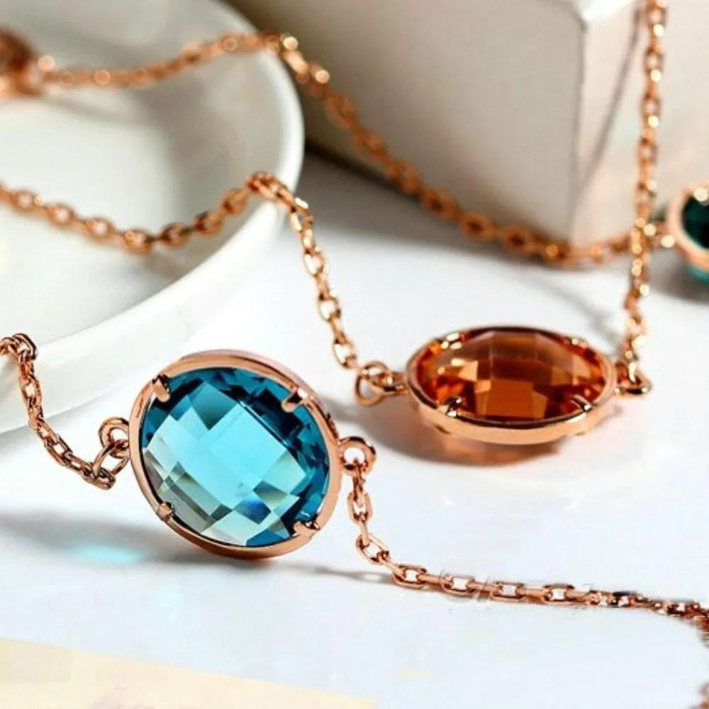 Multicolor Cubic Zircon Long Chain Necklace