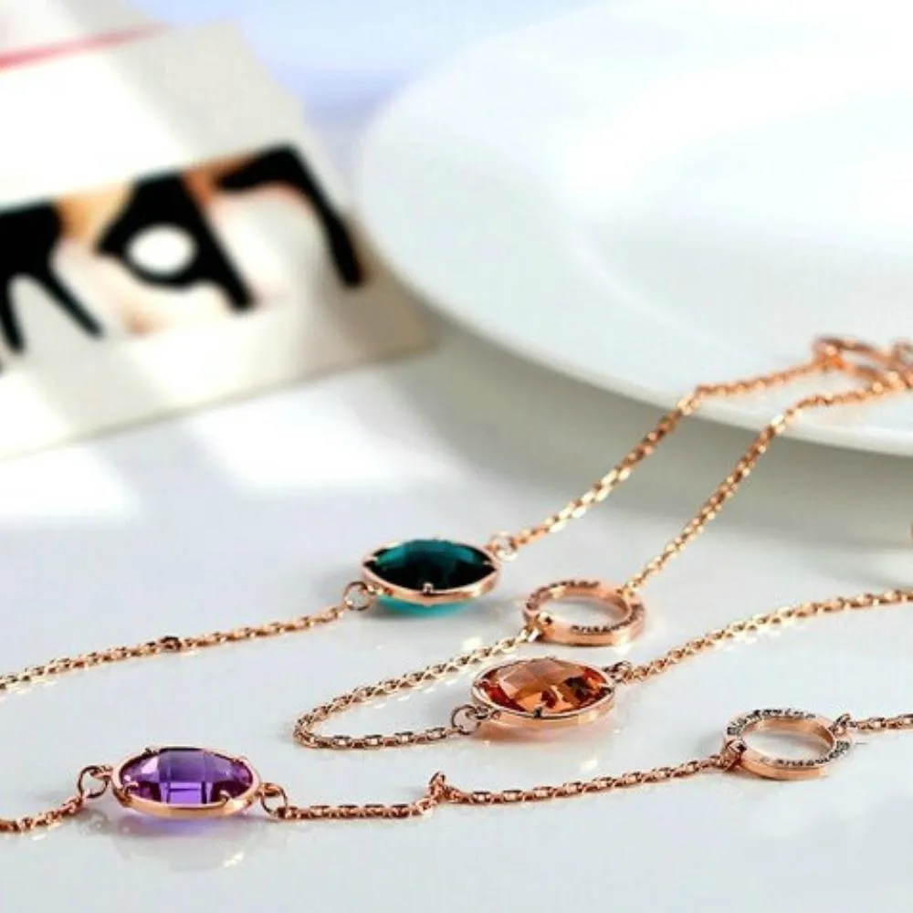 Multicolor Cubic Zircon Long Chain Necklace