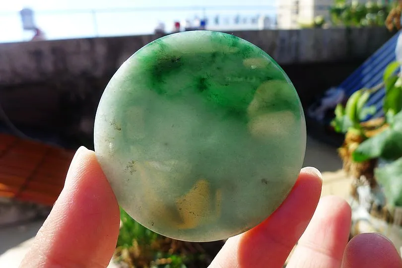 Natural Jade Rough Jadeite Raw (41g,5.6X5.6X0.5cm)