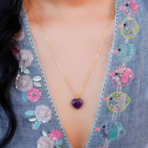 ONEarth Amethyst Stone Pendant with Golden Chain