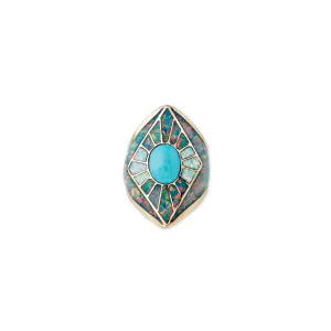OPAL INLAY KITE SHIELD RING