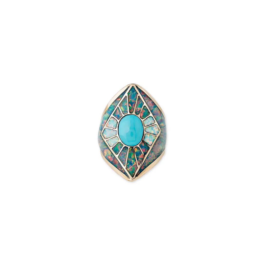 OPAL INLAY KITE SHIELD RING
