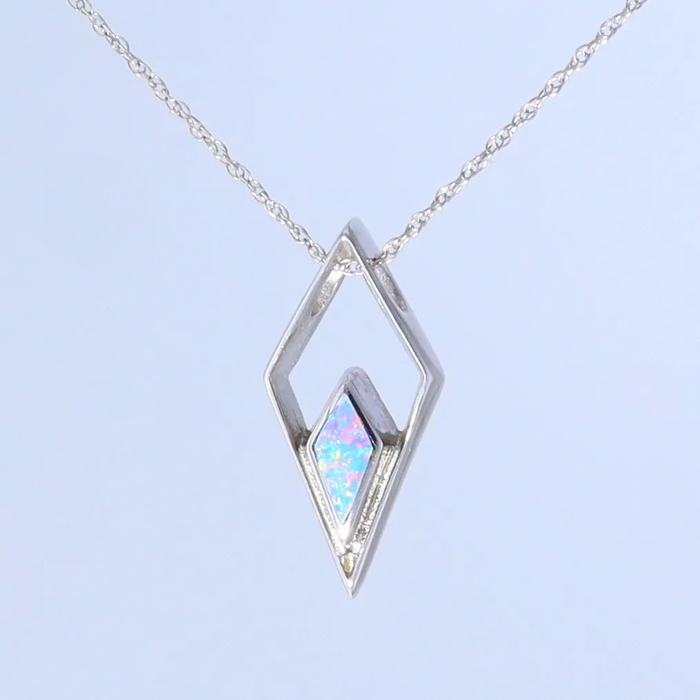 Opal Pendant Diamond Inlaid Design