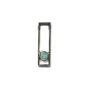 Opal Pendant Round Inlaid Open Rectangle Design