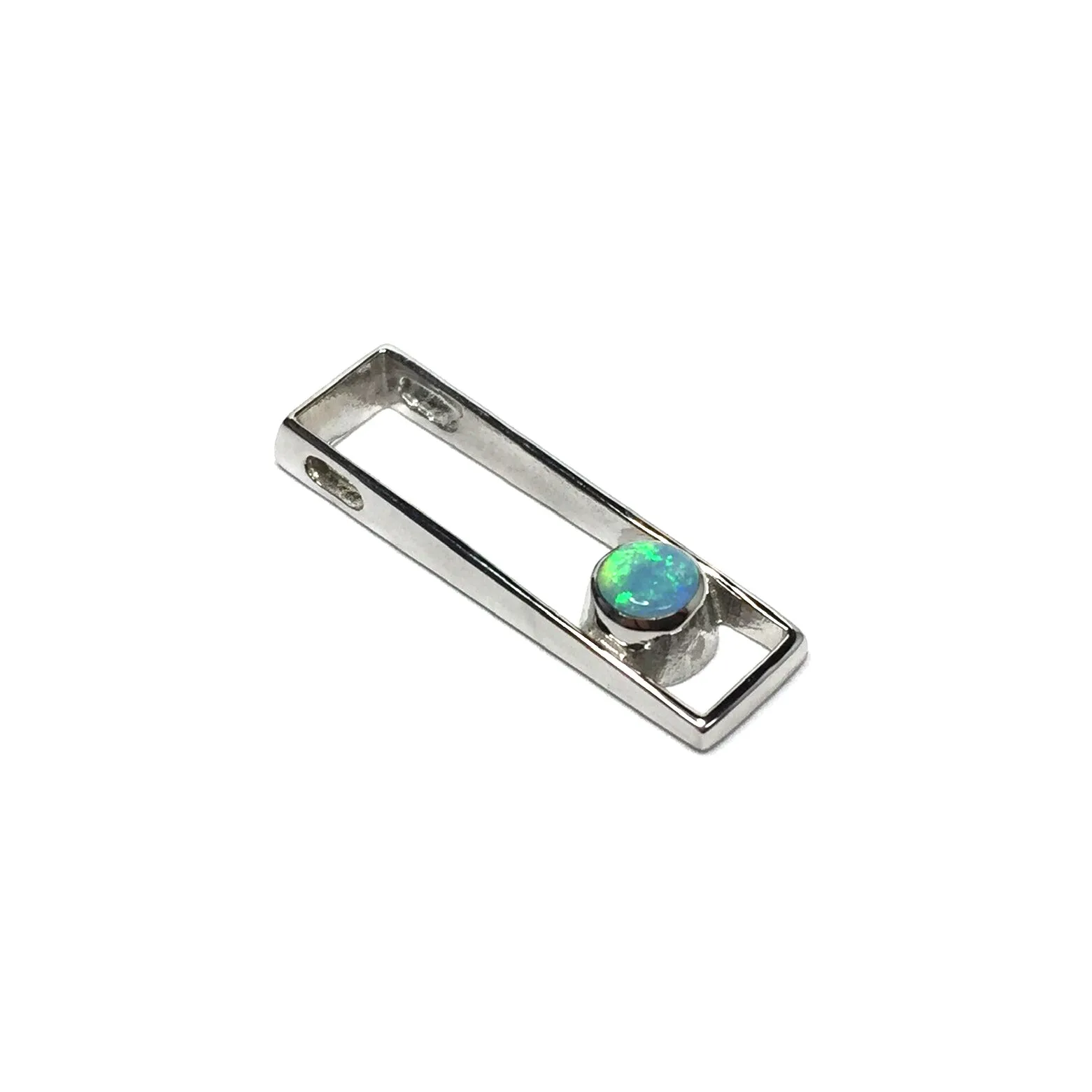 Opal Pendant Round Inlaid Open Rectangle Design