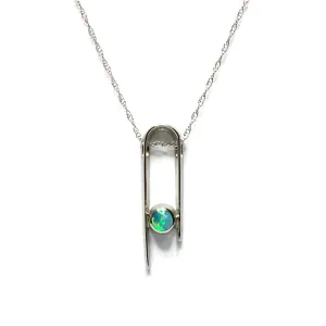 Opal Pendant Round Inlaid U Shape Design