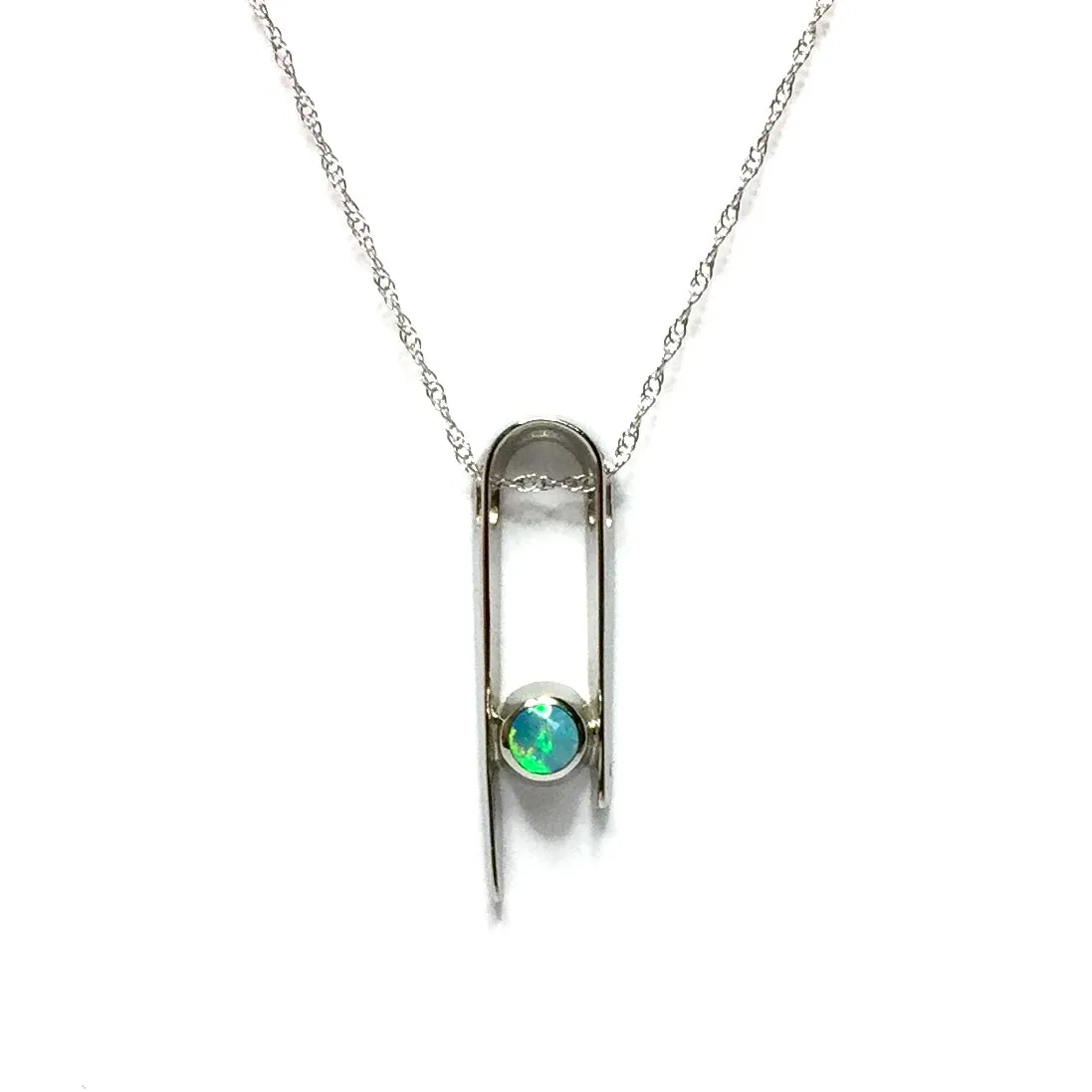 Opal Pendant Round Inlaid U Shape Design