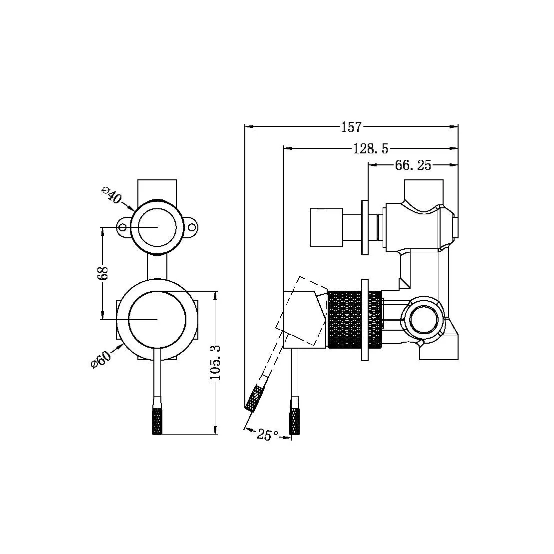 Opal Shower Mixer with Divertor Separate Plate Brushed Gold