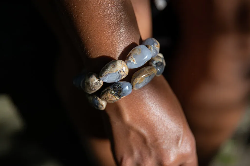 Oval Chalcedony Natural Gemstone Bracelet