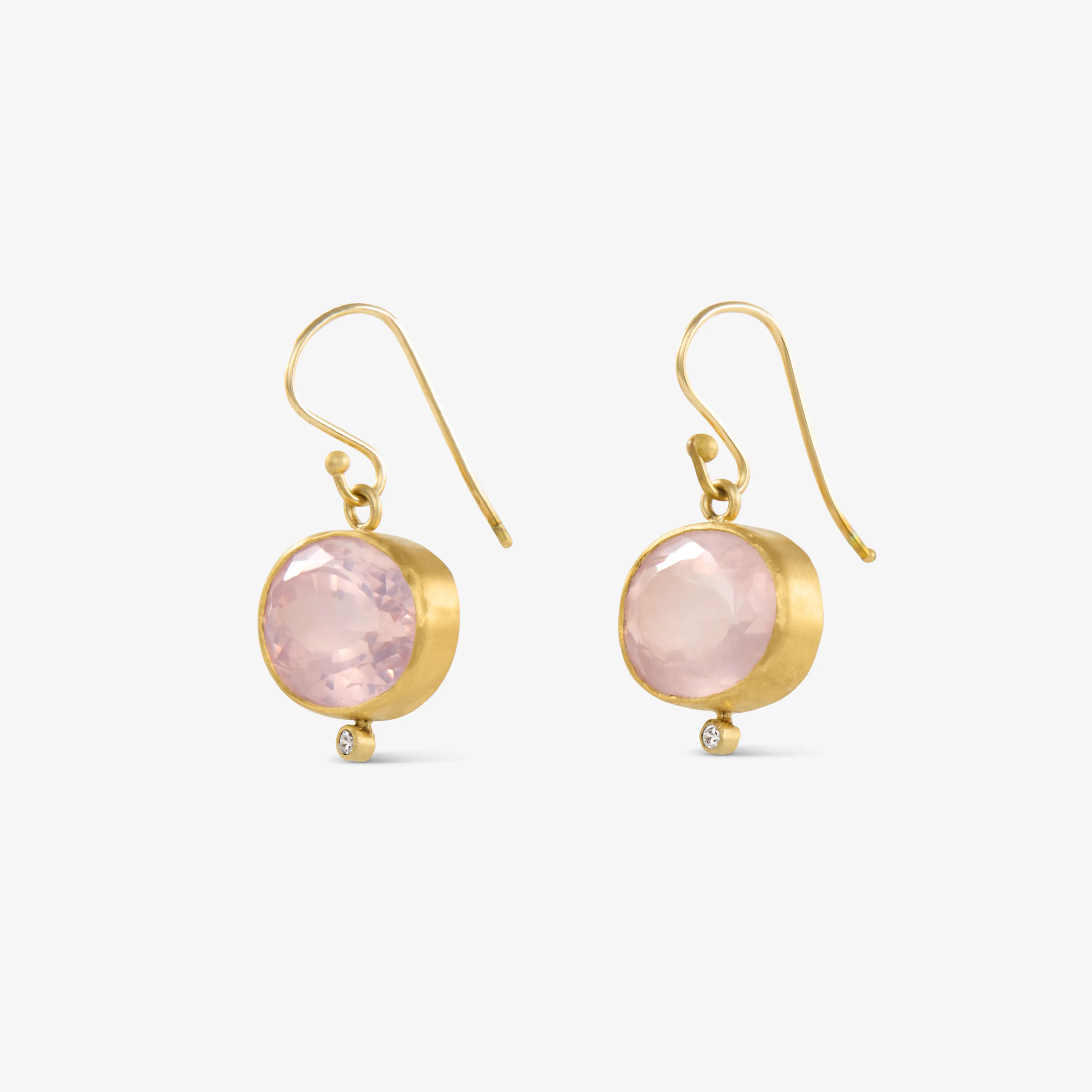 Oval Pink Quartz and Diamond Earrings