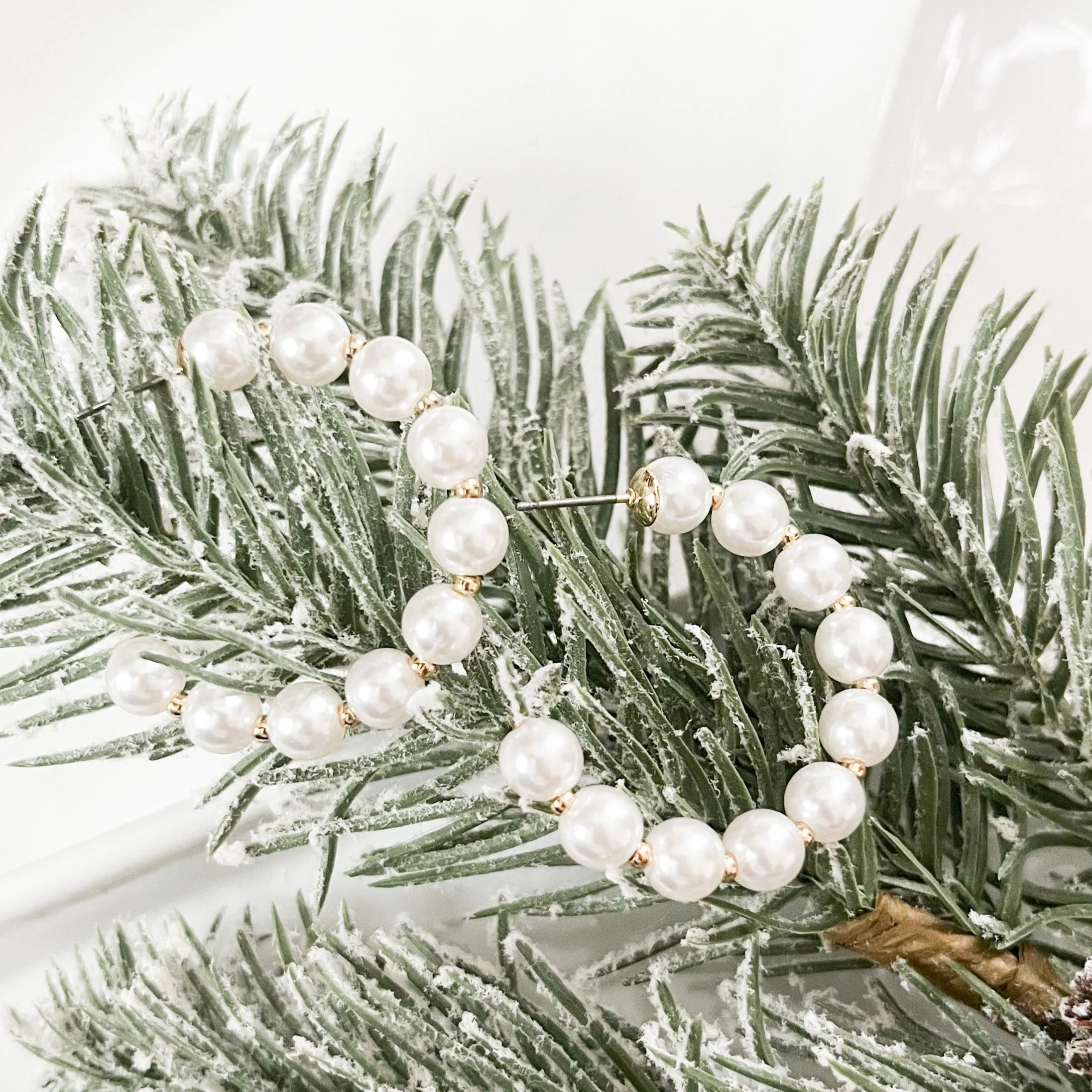 Pearl and Gold Hoop Earrings