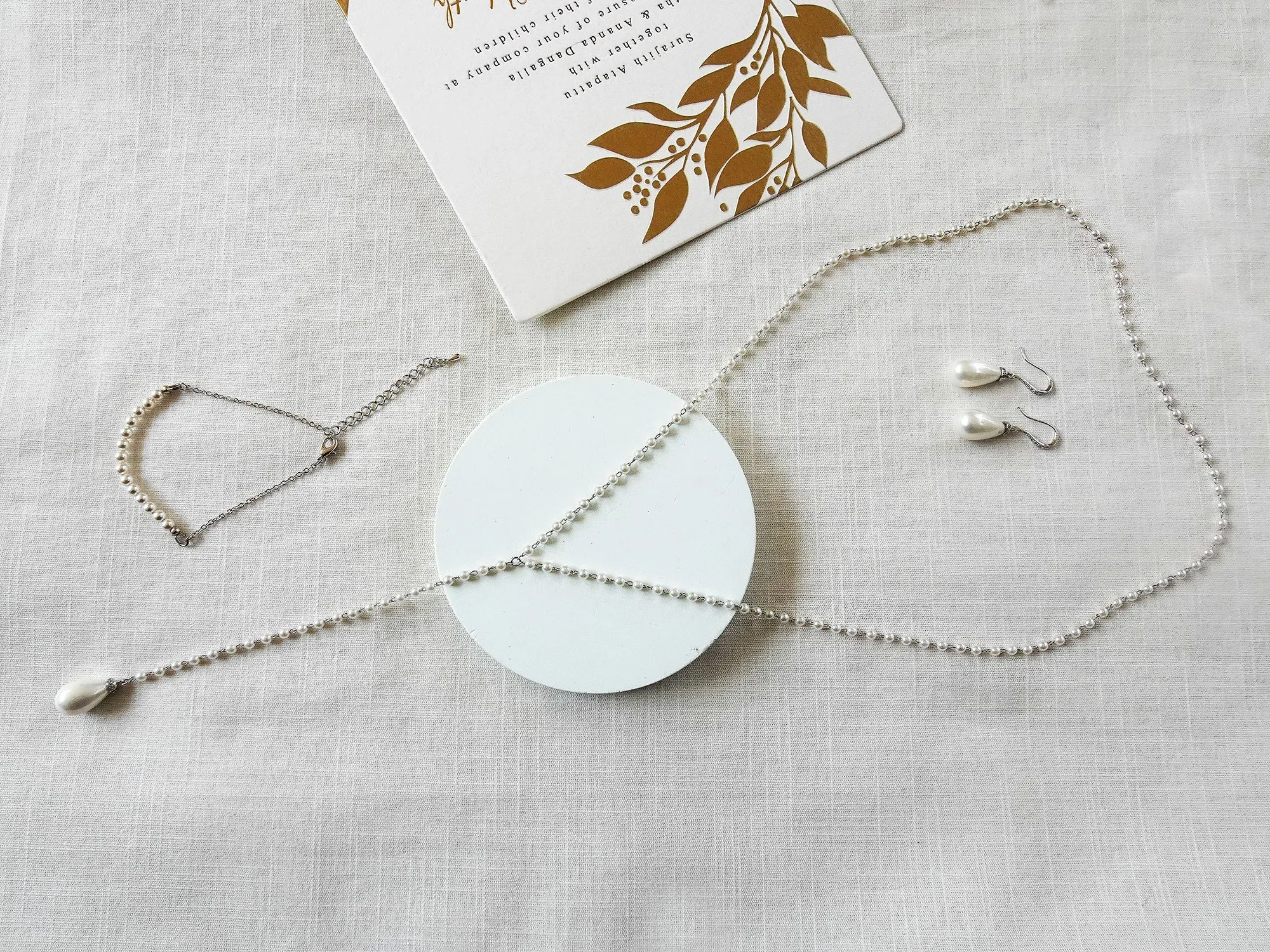 pearl backdrop necklace, pearl bridal jewelry for backless or low back dress