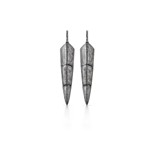 Pearl Brown Enamel Feather Earrings
