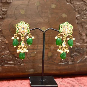 Pearlfect Echinacea Kundan Earrings