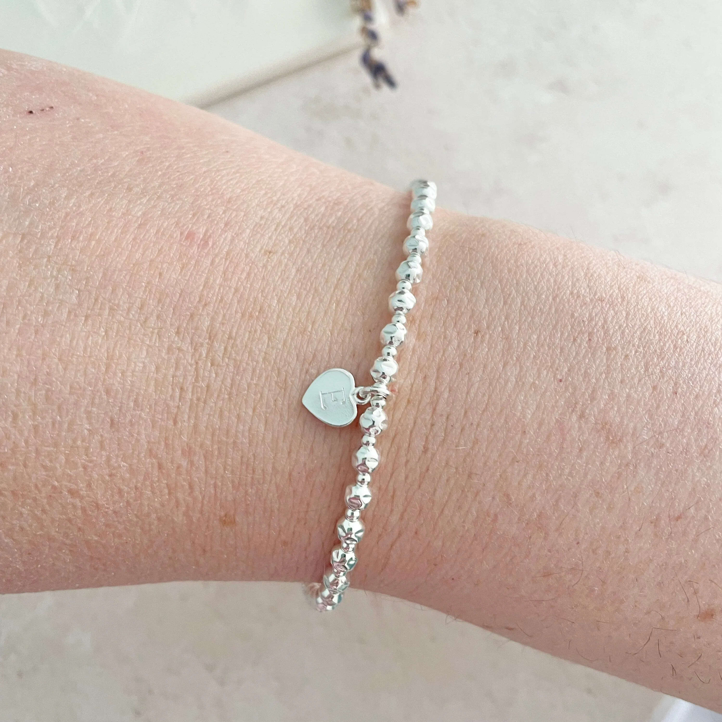 Personalised Heart Charm Bracelet, Sterling Silver bracelet