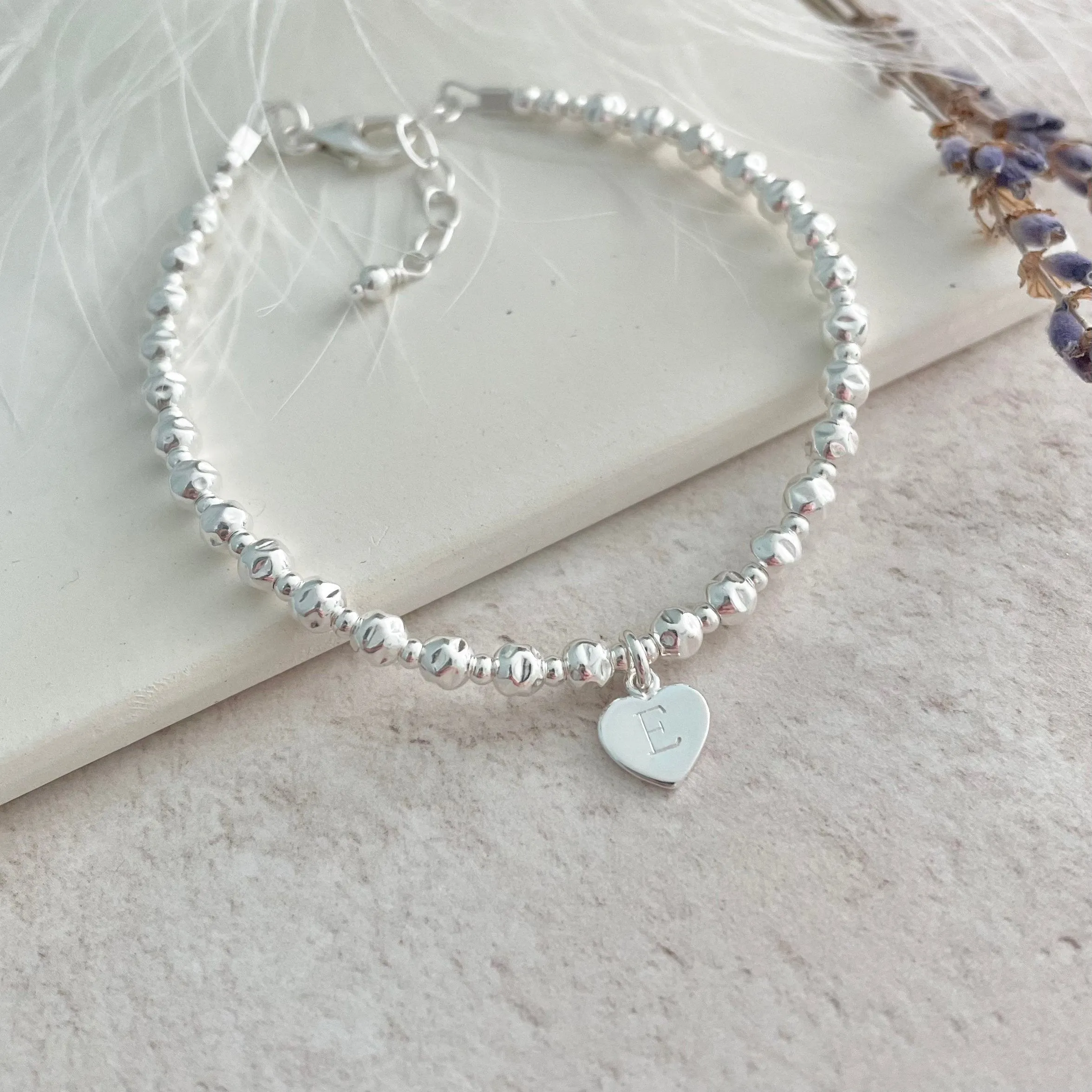 Personalised Heart Charm Bracelet, Sterling Silver bracelet