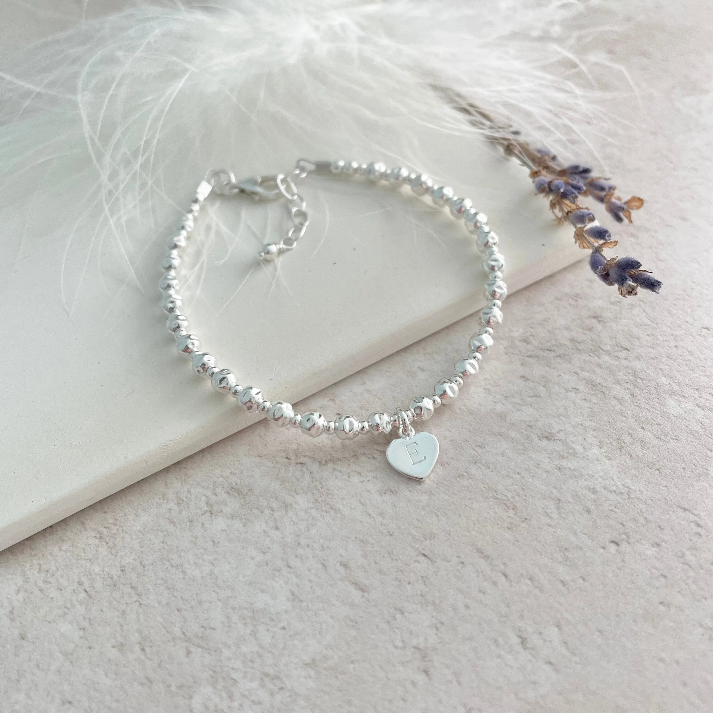 Personalised Heart Charm Bracelet, Sterling Silver bracelet