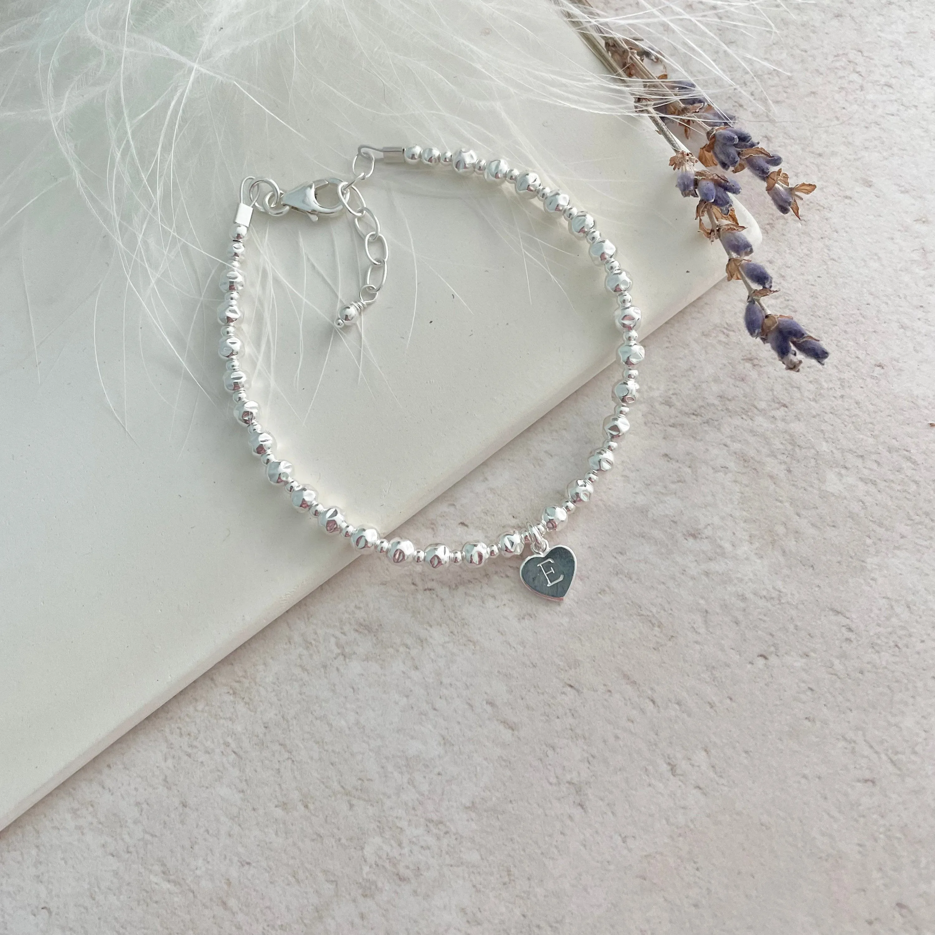 Personalised Heart Charm Bracelet, Sterling Silver bracelet